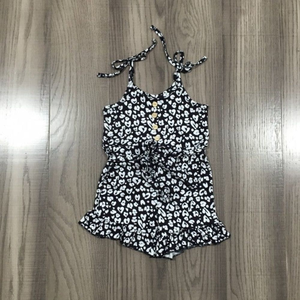 girls Black white boutique romper